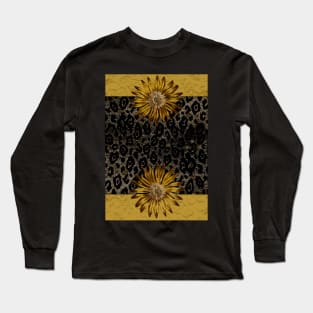 ANIMAL PRINT CHEETAH BLACK AND GOLD PATTERN Long Sleeve T-Shirt